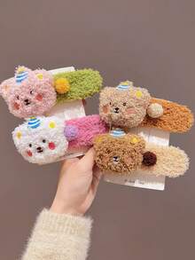 Fuzzy Autumn/Winter Plush Cute Academy Style Lolita Versatile Bear Duck Bill Large Hair Clip - Multicolor - View 4