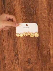 6/18pcs Gold Fashion Women High-End Earring Set - Gold - View 5