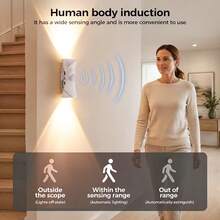 1/2pcs Dimmable Magnetic ,Christmas Lights,LED Night Light,USB Rechargeable Wall Lamp, Smart LED Sensor Wall Light, 3-Color Adjustable, Wireless LED Wall Light, Suitable For Stairs, Bedroom, Hallway, Kitchen, Cabinet,Christmas Decor/Gift - Curved Multicolor - View 4