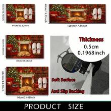 1pc Christmas Series Fireplace Cat & Dog Warm Pattern Printed Faux Wool TPR Bottom Door Mat, Bathroom Mat, Kitchen Mat, Laundry Room Mat, Holiday Atmosphere Decor, Home Decor, Party Decor, Wedding Decor, Dining & Kitchen Decor - Multicolor - View 9