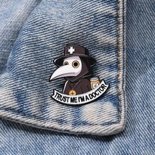 1pc Cartoon Plague Doctor Brooch Funny Meme Metal Badge, Clothing Bag Funny Decorative Badge, Suitable For Daily Wear And Gift For Friends - Multicolor - View 5