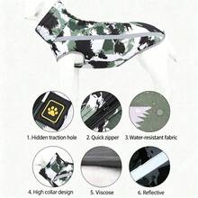 Reflective & Warm Pet Jacket For Fall Winter, Windproof Large Dog Coat, Cold‑Weather Clothes For Medium & Large Sized Dogs - Green - View 9