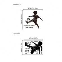 Football Boy Silhouette Wall Decal, Football Inspirational Text Self-Adhesive Wall Sticker, Suitable For Nursery, Children's Room Home Decor - Multicolor - View 8