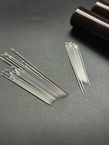 10pcs/20pcs Assorted Length Hand Sewing Needles Set, Classic Minimalist Silver Hand Sewing Needles, Cylindrical Brown Storage Tube, Suitable For Adult Craft Enthusiasts, Cross Stitch And Fabric Repair, Home Craft, Autumn Halloween, Christmas Hand Sewing Projects - Silver-tipped Needle + Faux Sandalwood Needle Case - View 2