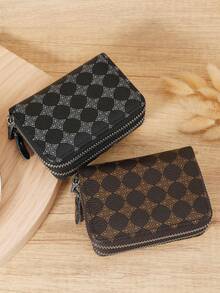 Fashionable Printed Double-Layer Zipper, Credit Card Storage Bag, Simple Casual Multi Card Clip, Perfect For Outdoor Activities And Travel - Black - View 4