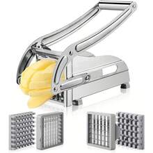 1pc French Fries Cutter Stainless Steel Potato Slicer Vegetable Slicer With Suction Base Heavy Duty Vegetable Chopper Suitable For Potato, Carrot, Cucumber, Onion - Silver Gray - View 1