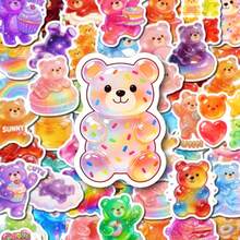 somoving Paket 50 Stiker Beruang Gummy Warna-warni Gaya Manis dan Imut Desain Warna yang Kaya Pola Beruang Gummy Warna-warni Stiker Beruang Gummy untuk Dekorasi Buku Catatan dan Botol Minum - MultiWarna - View 1