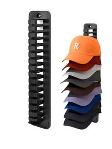 Wall-Mounted Hat Storage Rack, No-Drill Adhesive Installation, Durable Plastic Portable Hat Holder, Brim Protection Design, Suitable For Closet, Office, Dorm Storage, Wall-Mounted Hat Hook Organizer - Multicolor - View 9