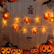 1pc New Maple Leaf Pumpkin Lantern, Autumn Home Decor Maple Leaf Pumpkin Light, Battery Operated (Batteries Not Included) 3D Pumpkin Maple Leaf Garland String Lights, Suitable For Fireplace, Doorway, Hallway, Indoor And Outdoor Use, Halloween, Thanksgiving Decoration - Warm White - View 8
