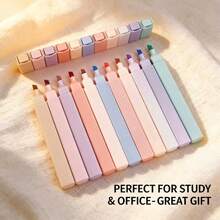 Set Of 12 Soft-Tip Markers In Morandi Colors; High-Capacity And Leak-Proof; Multi-Purpose And Suitable For Note-Taking, Journaling, Doodling, And Painting; Ideal For Students, Teachers, And Office Workers; A Back-To-School Essential. - A - View 1
