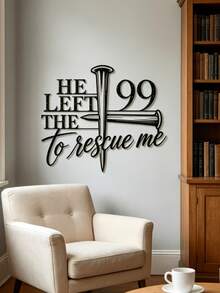 1pc Christian Metal Wall Art, He Left 99 Sign, Cross Metal Wall Decor, Religious Hanging Sign, Unique Housewarming Gift Iron Craft Decoration - Black - View 3
