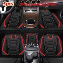 Car Floor Mats: 5pcs Luxury Black And Red Abdominal Muscle Pattern, Durable, Easy To Clean, All-Weather – Fit For Cars, Trucks, SUVs – Ideal Gift For Car Enthusiasts - A - View 1