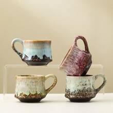 Vintage Ceramic Coffee Mug Mid-Temperature Kiln Glaze Gradient Flowing Glaze High Aesthetic Milk Cup - Multicolor - View 3