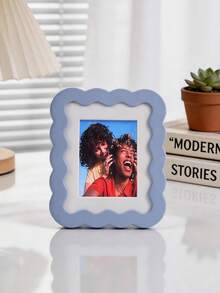 1/5pcs Cute Wavy Border Small Picture Frame, 3inch Mini Photo Holder, Pastel Color Tabletop Standing Frame For & Kpop Photocards, Room Table Decor & Gift - Multi-color - View 12