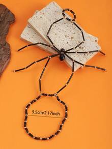 1pc Dark Gothic Style Spider Finger Chain Bracelet For Women, Creative Contrast Color Beaded Party Accessory - Multicolor - View 5