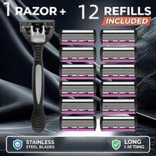 6-Layer Manual Shaver Set With Anti-Slip Handle & Replacement Blades -Ergonomic Design For Beards, Facial Hair, Stylish Grooming Essentials, Beard Maintenance, Sleek Razor Design, Stainless Steel Blade - Multicolor - View 15