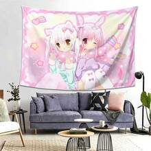 White Rabbit Ear Girl Theme Tapestry, Suitable For Holidays, Gifts And Year-Round Room Decor, Anime Style Wall Hanging, Suitable For Bedroom And Living Room, Multiple Sizes Available, Includes Installation Kit - Multicolor - View 3
