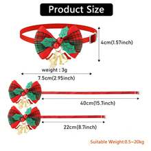 5pcs Christmas Pet Bowknot Collar, Christmas Plaid Bowknot With Gold Bell, Multi-Pattern Printed Pet Accessories, Adjustable Collar, Suitable For Small Dogs, Medium Dogs And Cats, Holiday Party Daily Wedding Costume Decoration - Multicolor - View 3