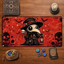 1pc Large Plague Doctor Mouse Pad, Cute Skull Bat Gothic Halloween Desk Mat, Non-Slip Gaming Keyboard Pad - View 1