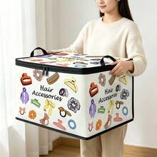 Nurse, Hair Stylist Accessories, Gingerbread Man Cartoon Print Foldable Storage Box, Zippered Handheld Storage Bin, Upgraded Fabric Large Capacity Storage Box, Suitable For Wardrobe, Dorm, Underbed Storage, Organizes Clothes, Bedding, Toys, Miscellaneous Items, Home Moving Organization Storage Box - Multi-color - View 5