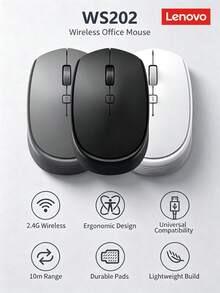 Lenovo Lecoo WS202 Mouse Nirkabel, Mouse Kantor/Bisnis Senyap, Penerima 2.4G, Desain Ergonomis, DPI Tiga Tingkat yang Dapat Diatur, Kompatibel dengan Desktop dan Laptop, Daya Tahan Baterai Lama (Satu Baterai) - View 5