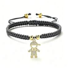 1Pc Rhinestone Little Boy Pendant Bracelet Adjustable Braided String Knot Bangles For Men Boys Cute Friendship Family Jewelry Gift - Boys - View 19