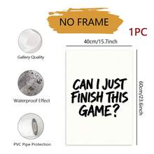 1件無框「Can I Finish This Game?」畫布壁飾，大膽筆觸手寫語錄海報，極簡玩家文字印花，適合酷炫遊戲房、臥室、宿舍、遊戲室牆面裝飾，送給遊戲愛好者的完美禮物 - 彩色 - 查看 12