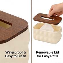 1pc Rectangular Wavy Texture Plastic Tissue Box Cover, Decorative Napkin Holder With Removable Waterproof Lid, Multi-Scenario Applicable Facial Tissue Tray, Suitable For Kitchen Countertop, Bathroom Vanity, Bedroom Nightstand, Home Office, Car And RV Home Decor - Multicolor - View 8