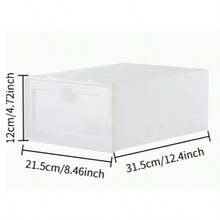 1pc Household Transparent Shoe Keeper With Round Ring Handle, Vertical Stackable Drawer Style Plastic Shoe Box, Space Saving Footwear Container - View 9
