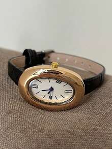 1pc Women's PU Leather Band Quartz Watch Round Dial Retro British Style Niche Timepiece - Multicolor - View 9