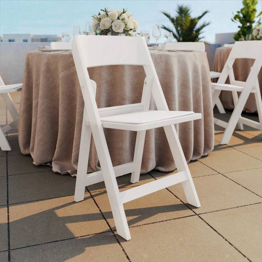 Hercules Series Folding Chair - White Resin - 4 Piece Set, 800LB Weight Capacity, Comfort - White - View 1