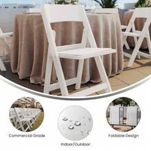 Hercules Series Folding Chair - White Resin - 4 Piece Set, 800LB Weight Capacity, Comfort - White - View 4
