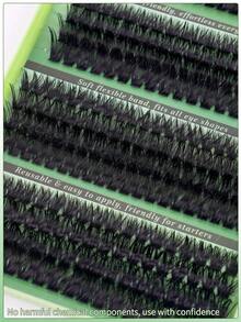 576/592/740pcs D Curl Cluster False Eyelashes Set, Thick Fluffy Detachable Eyelash Extension Kit, Big Eye Effect, Lightweight Reusable, Large Capacity Single Cluster Eyelash Set, Soft Natural 3D Effect Eye Makeup, Portable Travel Pack - Multicolor - View 6