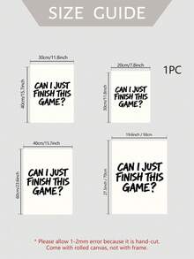 1件無框「Can I Finish This Game?」畫布壁飾，大膽筆觸手寫語錄海報，極簡玩家文字印花，適合酷炫遊戲房、臥室、宿舍、遊戲室牆面裝飾，送給遊戲愛好者的完美禮物 - 彩色 - 查看 5