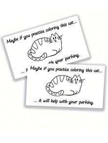 20/50pcs Funny Cat Coloring Parking Joke Greeting Cards, Humorous Pun Memo Cards, Blank Inside Thank You Cards - Sets - View 3
