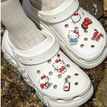 7 Styles/Set | Sanrio Cute Cartoon Hello Kitty Shiny Shoe Charms (Durable High-Quality PVC Material), Suitable For Sandals, Clogs, Bags, Bracelets - Perfect Gift For Friends On Halloween, Christmas, Valentine's Day, Birthday (Mixed Set Randomly Sent) - Multi-color (Style Randomized) - View 7