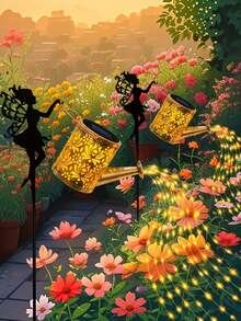 Metal Solar Watering Can Light IP65 Waterproof Auto On/Off Hollow Bronze Color Garden Stake Light Christmas Halloween Outdoor Yard Lawn Pathway Decoration Fairy String Lights Landscape Decor - A - View 6