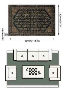 1PC Black & Gold Vintage Geometric Totem Area Rug, Faux Cashmere Material Rectangular Bohemian Distressed Pattern, Machine Washable Suitable For Living Room Bedroom Daily Home Decor, Aesthetic Home Decoration - Multicolor - View 12