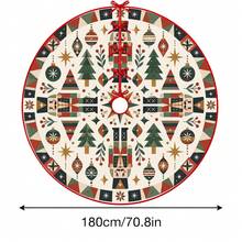 1pc Flat Nutcracker Geometric Pattern Christmas Tree Skirt, Elegant Color Holiday Decoration, 5 Sizes, Unisex Holiday Gift, Suitable For Home And Party Christmas Decor - Flat Geometric Nutcracker - View 14