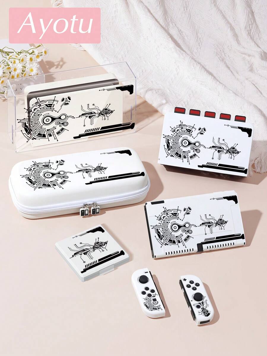 Ayotu Compatible With Switch/Switch OLED/Switch Lite Game Circuit Pattern Game Console Shell And Accessories, Package Includes Protective Case, Storage Bag, Dock Shell, Controller Protective Cover And Other Multiple Styles Of Accessories To Choose From, Autumn Romance, Christmas/Halloween/Easter/Back To School Gift/Birthday Gift/Anniversary Gift.