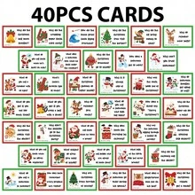 40pcs Fun Christmas Joke Question Cards With Answer - Holiday Q&A Game Cards With Santa, Elf, Reindeer & Snowman Designs, Christmas Party Game Cards, Christmas Gifts - A - View 3