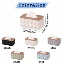1pc Rectangular Wavy Texture Plastic Tissue Box Cover, Decorative Napkin Holder With Removable Waterproof Lid, Multi-Scenario Applicable Facial Tissue Tray, Suitable For Kitchen Countertop, Bathroom Vanity, Bedroom Nightstand, Home Office, Car And RV Home Decor - Multicolor - View 10