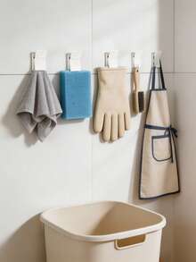 2/1pc Minimalist No-Drill Wall-Mounted Toothpaste & Facial Cleanser Storage Rack, Kitchen Glove Storage & Multi-Function Clip, Household Rubber Glove & Cleaning Cloth Rack, Space-Saving Bathroom Storage Rack, Practical Kitchen Gadget, Bathroom Accessory, Kitchen Accessory, Room Decor, Autumn Home Decor, Back To School, College Essentials - Multicolor - View 1