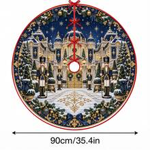 1件深藍星空城堡胡桃鉗圖案聖誕樹裙，優雅配色節日裝飾，5種尺寸，適合男女作為節日禮物，居家與派對聖誕裝飾首選 - 深藍星空城堡胡桃夾子 - 查看 15