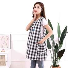 Sweet Plaid Embroidered Apron, Japanese Style Cute Vest Apron With Pockets And Buttons, Floral Art Studio Home Workwear, Kitchen Baking Floral Home, Side Buttons Adjustable - Multicolor - View 11