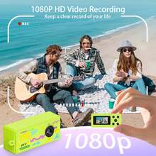 X7 Mini Pocket Camera, 1080P Video & 12MP Photo, 0.98" Screen, 5 Filters (Red Green Blue B&W Yellow), Keychain Design, Memory Card Required, Portable Travel Vlog Camera For Outdoor Adventures, Daily Carry & Life Recording, 200mAh Battery - View 4