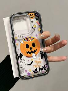 1pc Pumpkin Pattern, Color-Block 2-In-1 Black Shockproof Phone Case, TPU Material, Suitable As Holiday Gift, Compatible With Apple 11 12 13 14 15 16pro/Promax/14 15 16plus/17/18pro/18pronax, Unisex - Multicolor - View 2