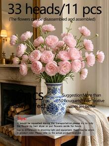1/2 Bouquet Of Silk Peony Flowers, Pink Artificial Roses, 21 Pieces Of Artificial Peony Flowers, Suitable For Home Decor, Wedding, Tabletop, Bridal Party, Valentine's Day, Birthday Gift, Graduation - Pink - View 16