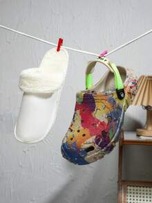 New Men's Plus Size Padded Slippers, Graffiti Design Clogs, Winter Warm Garden Shoes, Suitable For Home Wear - Multicolor - View 3