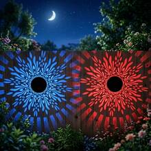 Solar Powered Iron Art Wall Light, Vintage Coin Hollow Projection Lamp, Peony Flower Shaped Spotlight, Suitable For Villa Walls, Garden Lawns, Courtyards, Fences - Peony Wall Sconce - View 7
